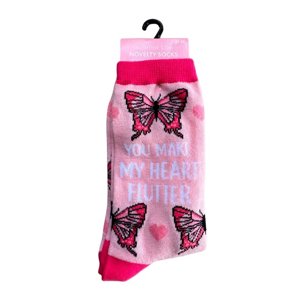 Pink Butterfly Valentine’s Sock - Picture 1 of 2